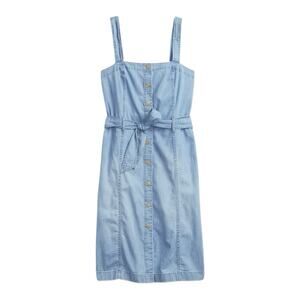 GAP Button-Front Apron Dress Washwell Denim Midi Tie Waist Sleeveless XXL